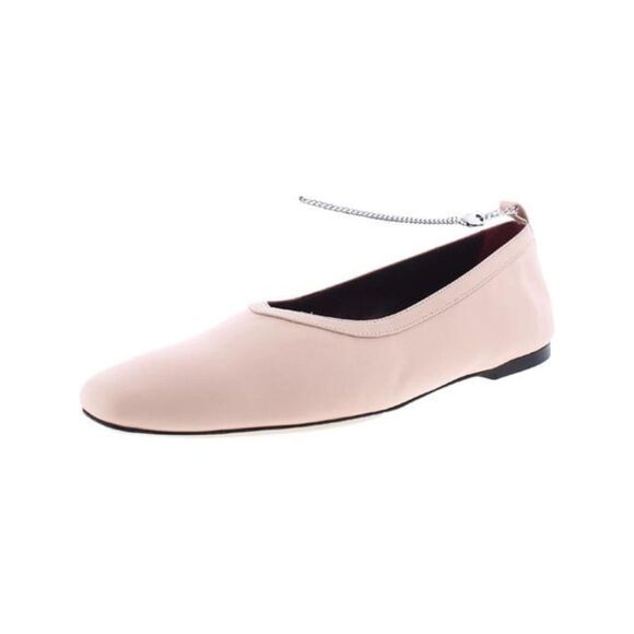 STAUD Womens Beige Chain Maeve Toe Block Heel Slip On Leather Ballet Flats 36